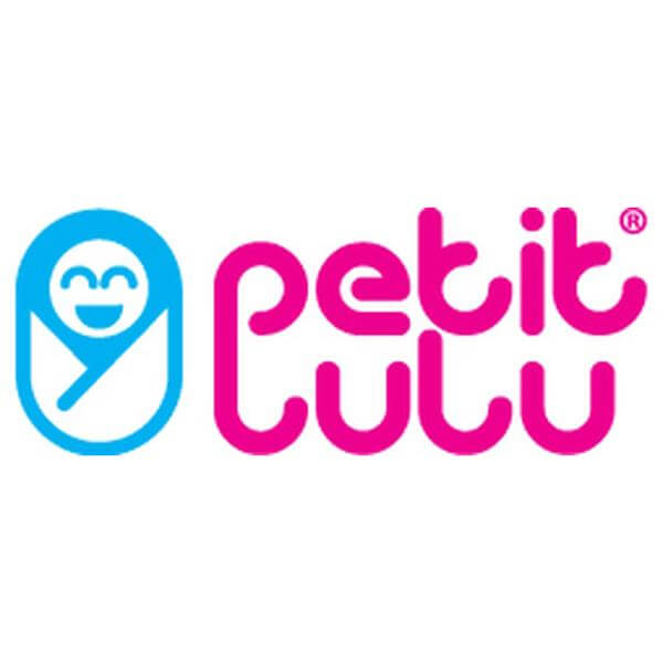 Logo of Petit Lulu, featuring a cute baby icon in blue and pink text.