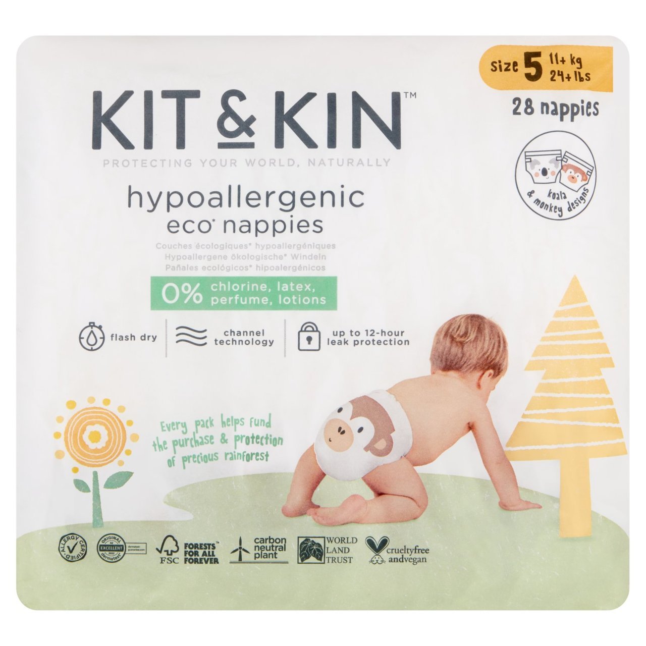 Kit and Kin| Size 5 Junior Eco Disposable Nappies - 28 pack | Earthlets.com |  | disposable nappies size 5