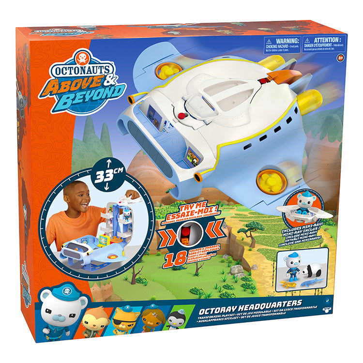 Octonauts Series 1 Octoray Transforming Playset box with toy features, including detachable Mini-Ray and mobile headquarters.