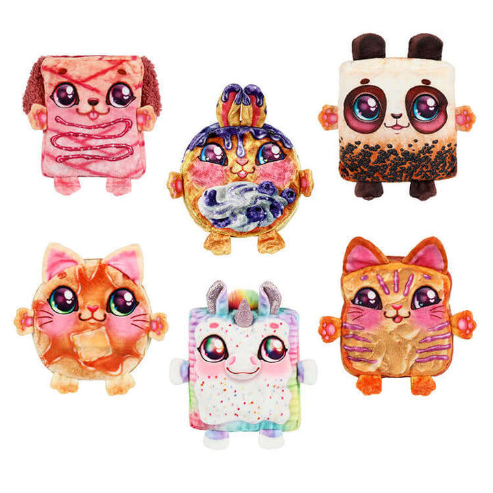 Cookeez Makery Toasty Treatz surprise plush toys collection with colorful, scented characters in various designs.