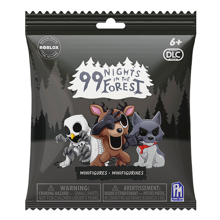 99 Nights In The Forest Series 2 Collectable Minifigures packaging featuring cartoon animals in a forest design.