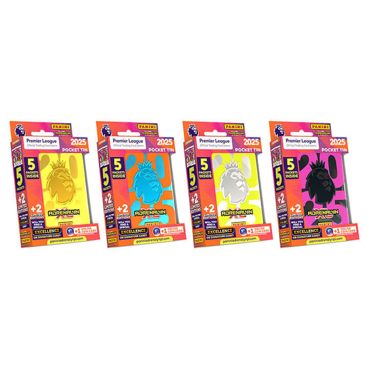 Premier League 2024/25 Adrenalyn XL Official Trading Card Game Pocket Tins from Panini in various colors