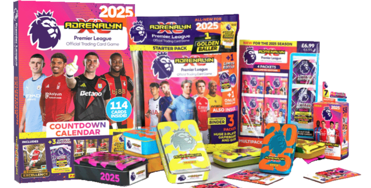 Premier League 2024/25 Adrenalyn XL Trading Card Game by Panini with official cards, starter packs, and collector items.