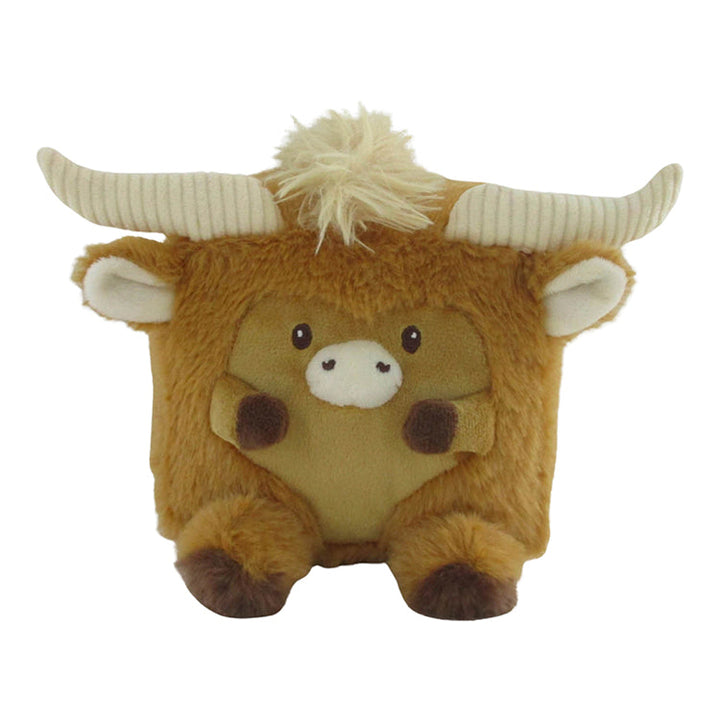 Cutie Cubes 5.5" Plush Assortment featuring a cute brown horned plush with a friendly face.