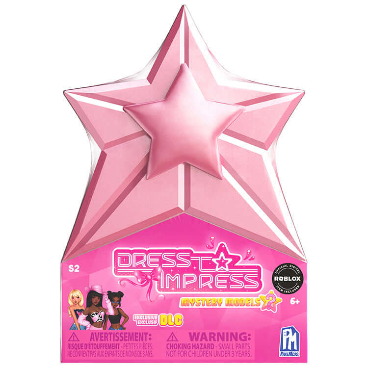 Dress To Impress Series 2 Mystery Doll Pack star-shaped capsule packaging with exclusive DLC and collector card.