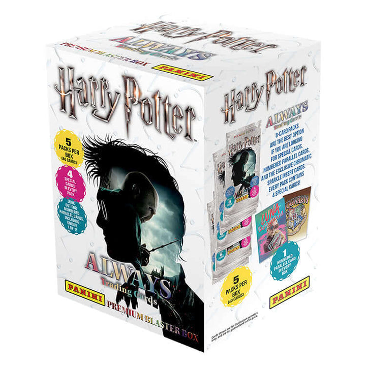 Harry Potter Always Trading Card Collection Premium Blaster Box featuring 5 packs and special cards from Panini.