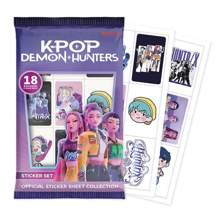 K-Pop Demon Hunters Stickers set featuring 18 unique designs from the thrilling franchise.