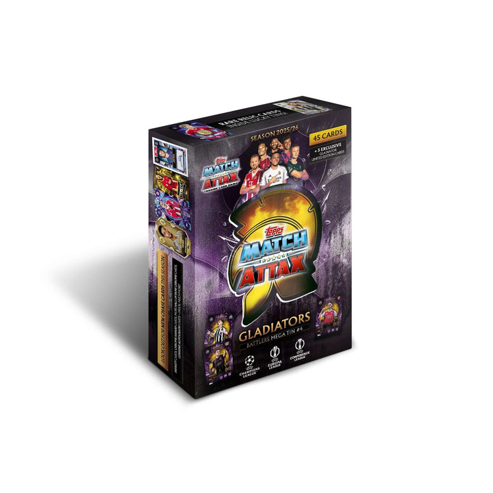Match Attax 25/26 - Mega Tin featuring Gladiators and 45 collectible cards.