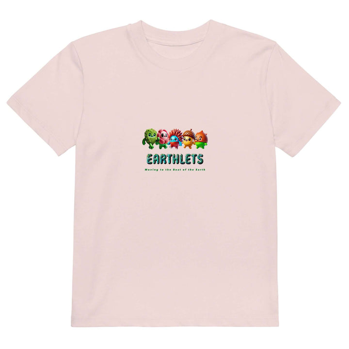 Earthlets organic cotton kids t-shirt featuring fun character designs for eco-friendly comfort.