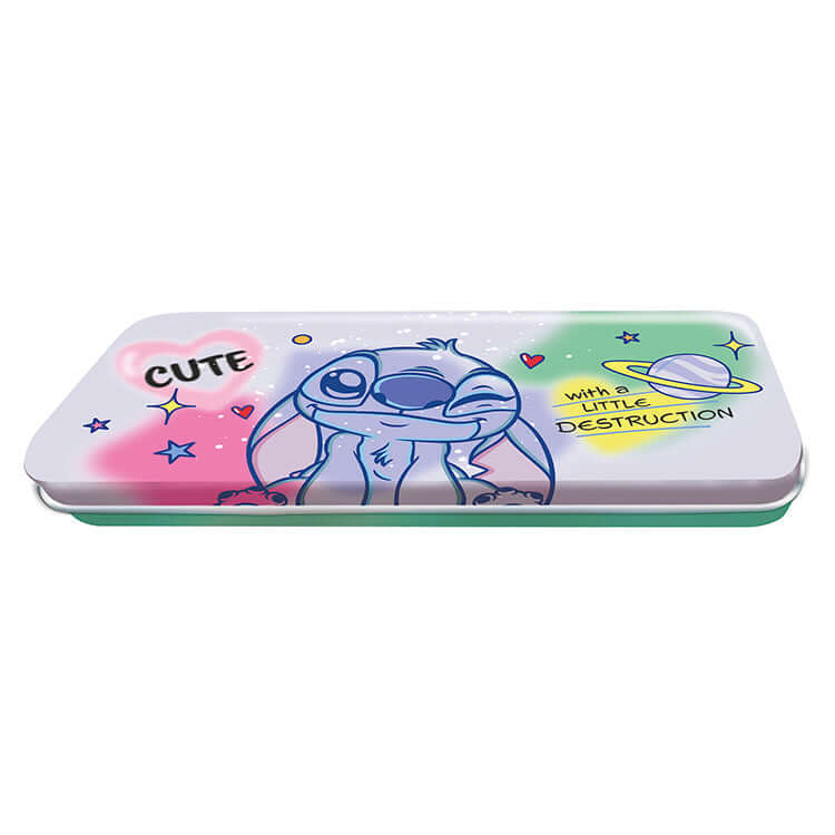 Stitch Good Vibes trading cards pocket tin featuring Stitch design with vibrant colors and playful graphics.