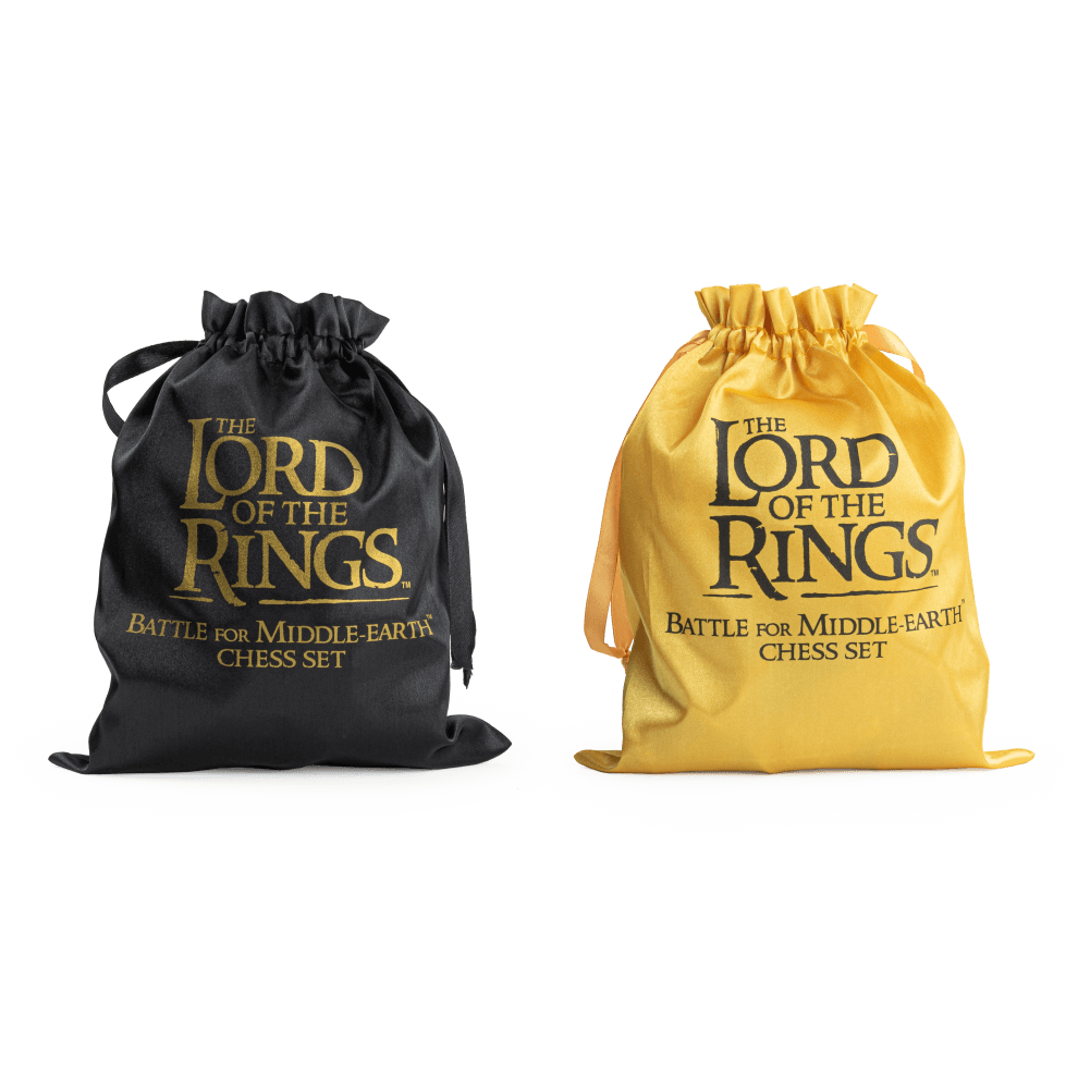 The Lord of the Rings - Battle For Middle Earth Chess Set collectible bags in black and yellow.