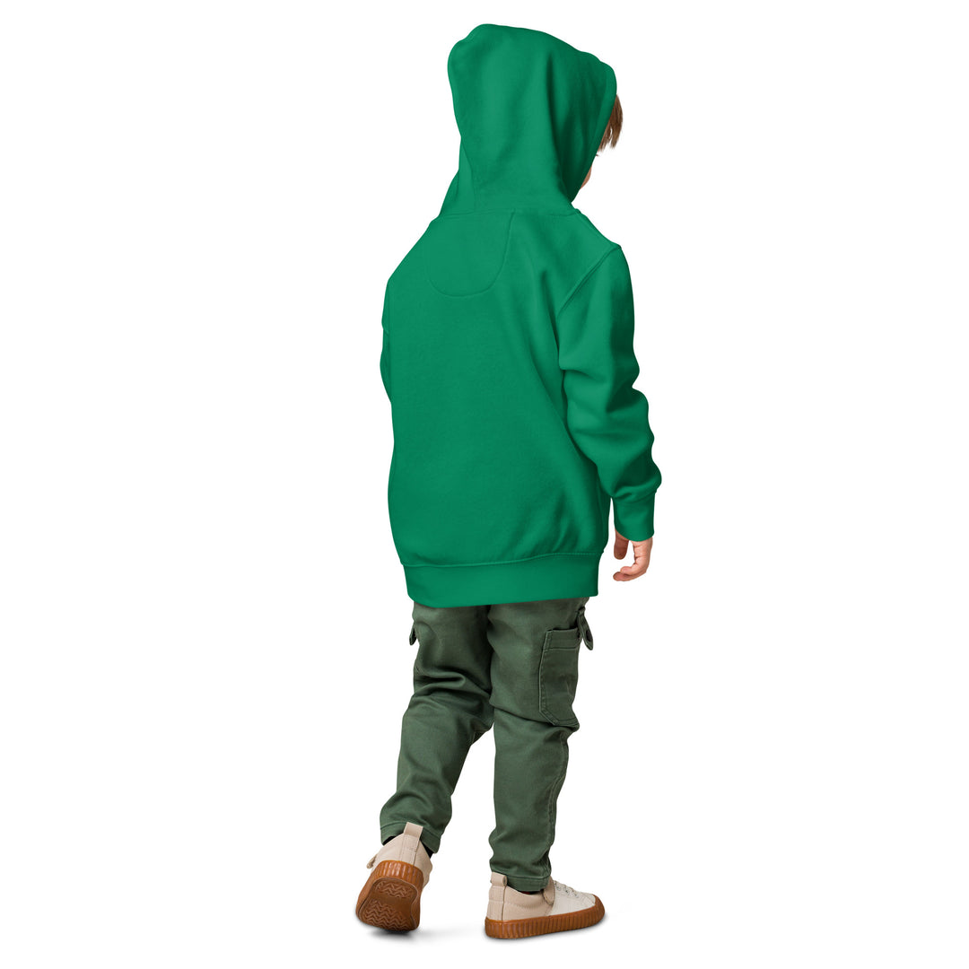 XP Grinder Toddler fleece pullover hoodie shown on child, featuring a vibrant green color and relaxed fit.