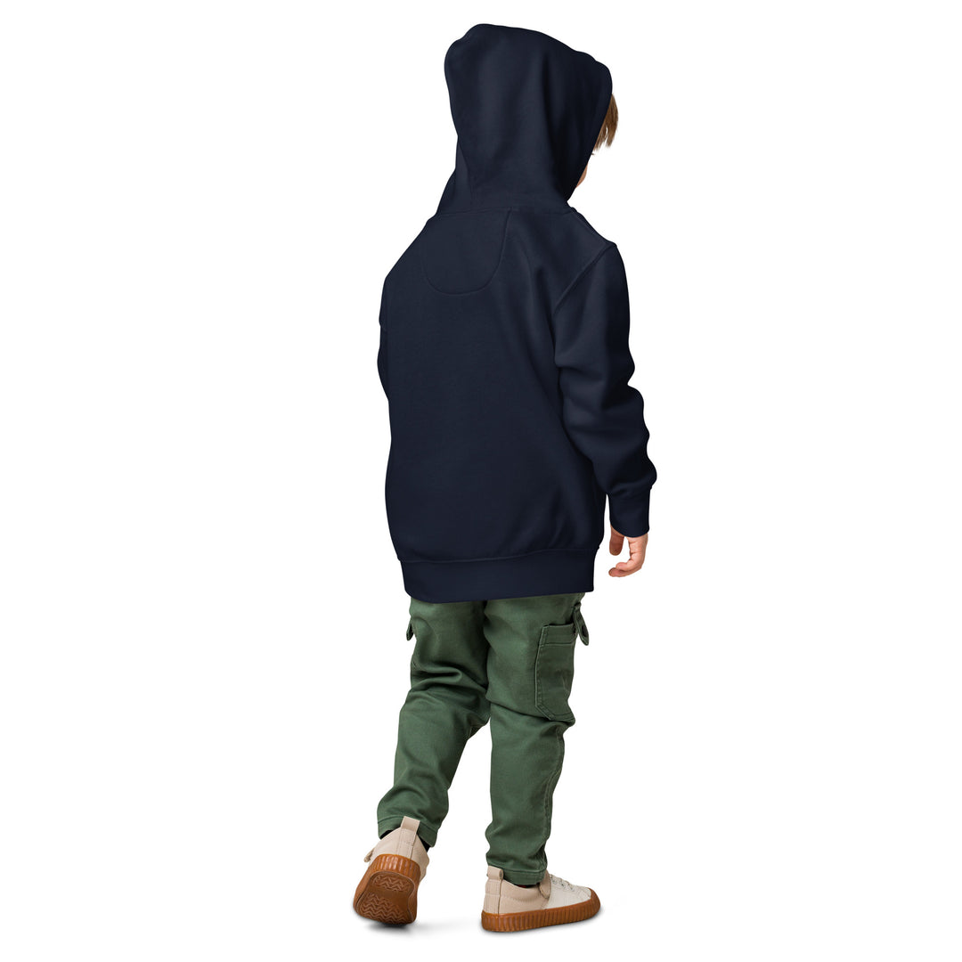 XP Grinder Toddler fleece pullover hoodie on a child, showing relaxed fit and cozy design.