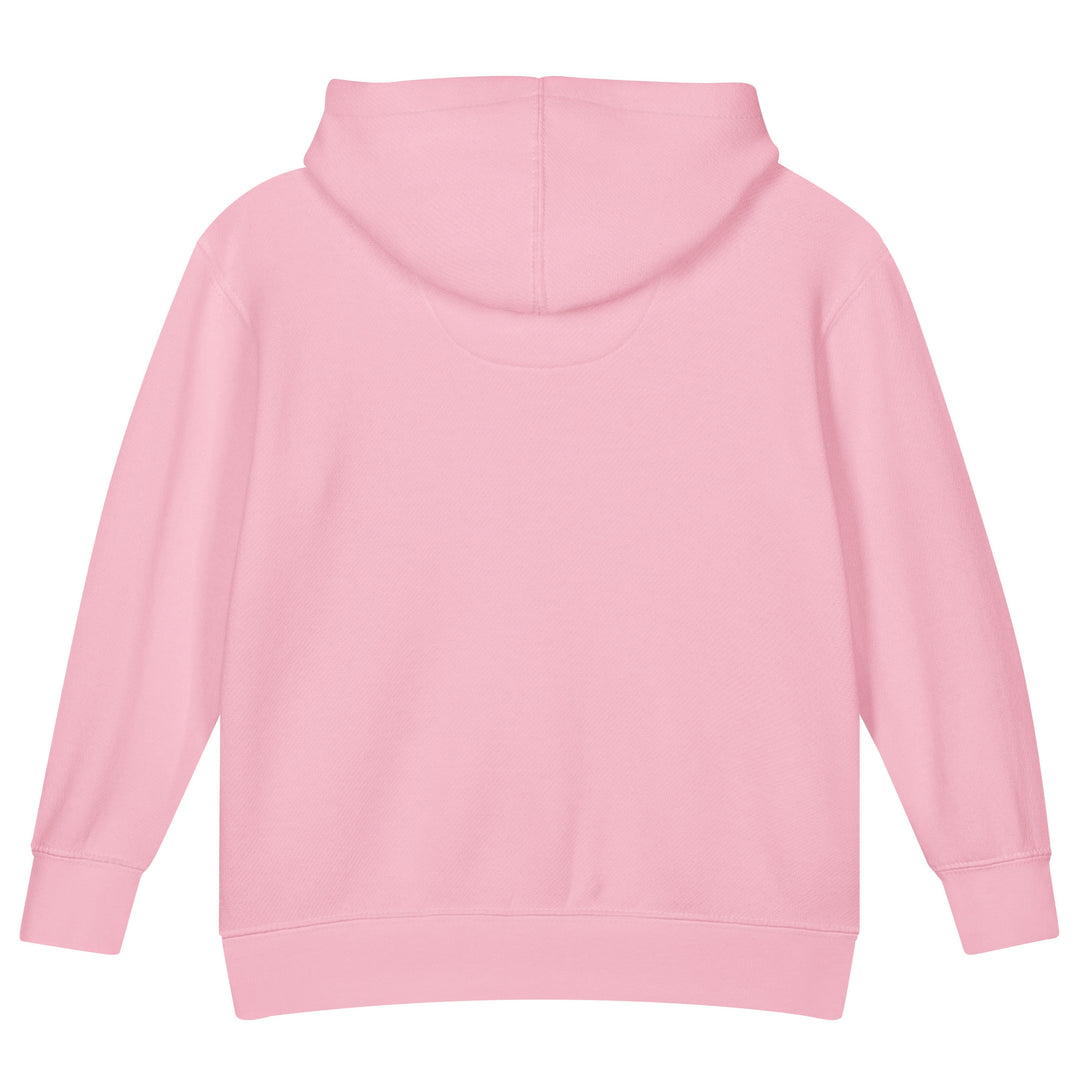 Back view of XP Grinder Toddler fleece pullover hoodie in pink, soft and cozy for toddlers.