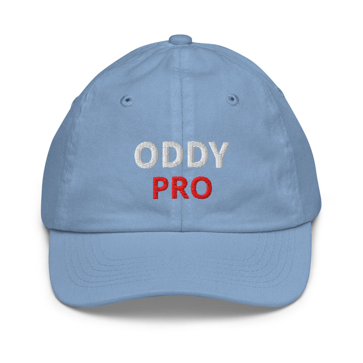 Oddy Pro Youth baseball cap in light blue with embroidered letters for stylish sun protection.