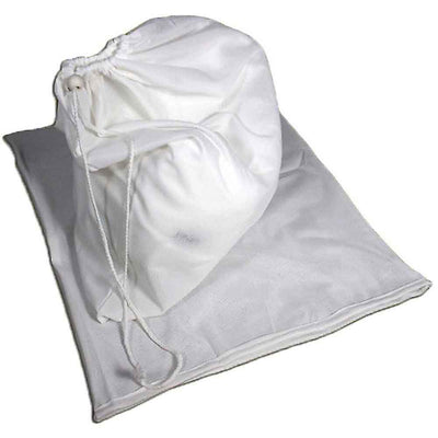 White mesh laundry bag with drawstring closure, perfect for organizing and washing nappies in the washer.