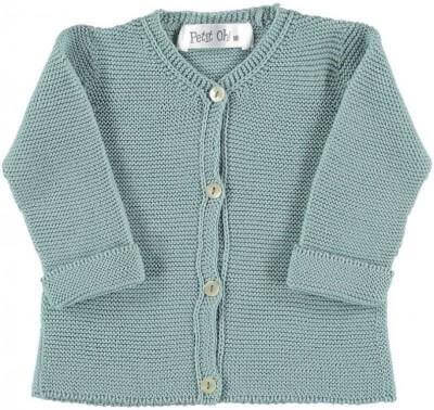 Petit Oh! Knitted Cardigan Colour: Green Age: 3-6 Months clothing Earthlets