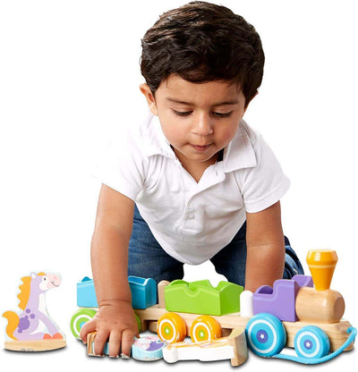 Melissa & Doug Pull along Wooden Train with Rocking Farm Animals Multi-Colour Earthlets
