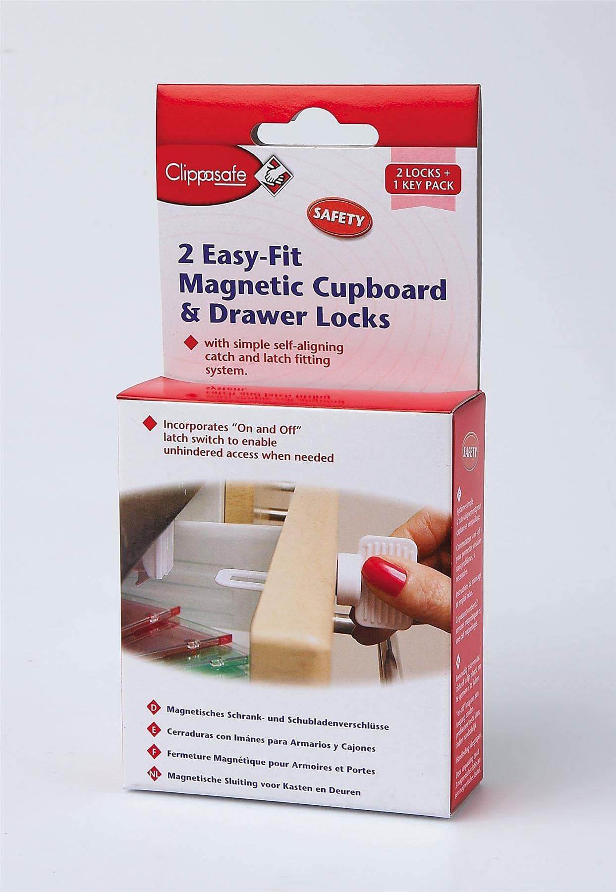 Clippasafe Magnetic Cupboard & Drawer Locks - 2 Locks+1 Key baby care safety Earthlets