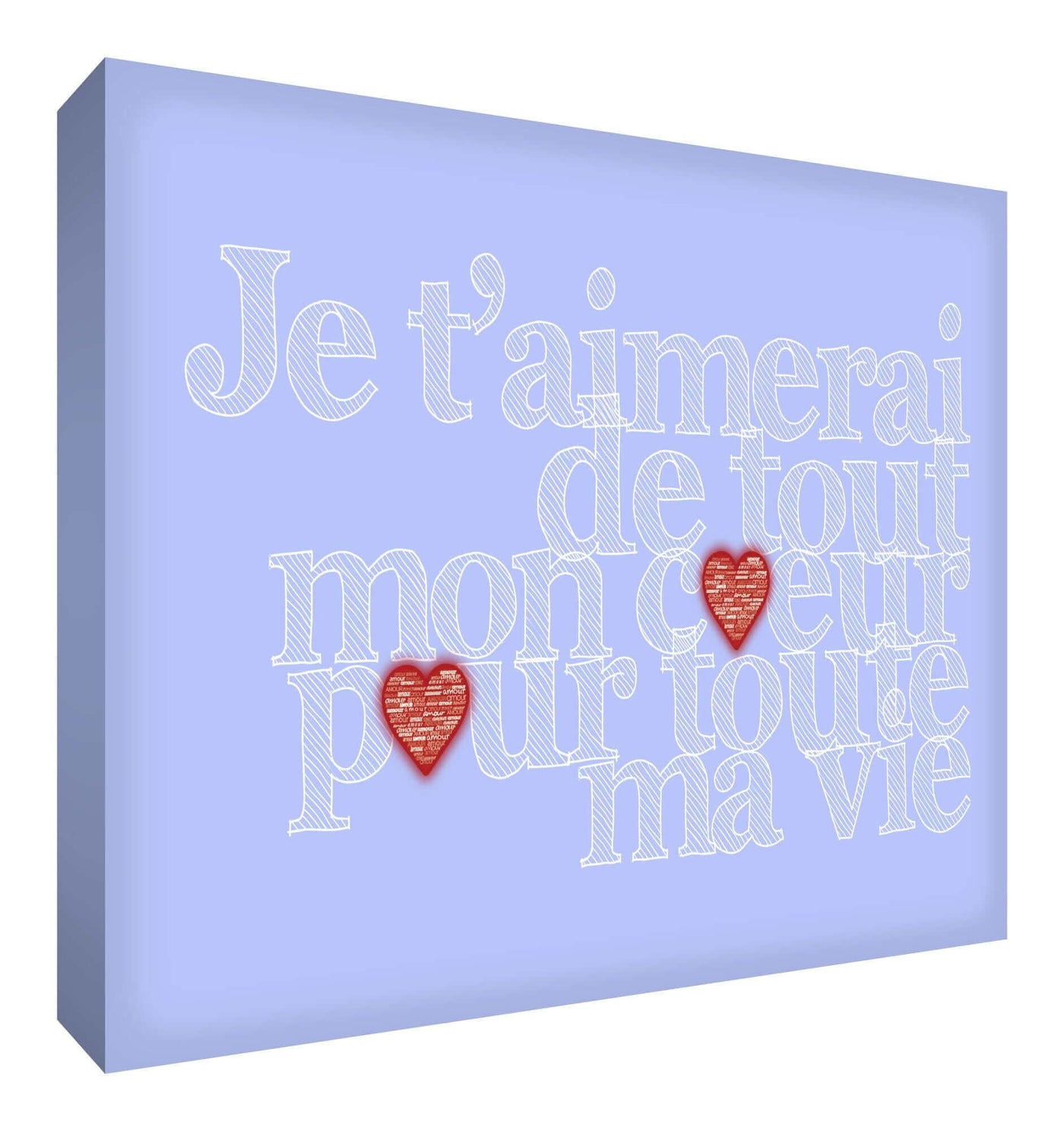 Feel Good Art Canvas Art with French Text - J'aimerai de tout mon coeur pour toute la vie Size Name: 20 x 30 cm Colour Name: Light Blue nursery art Earthlets