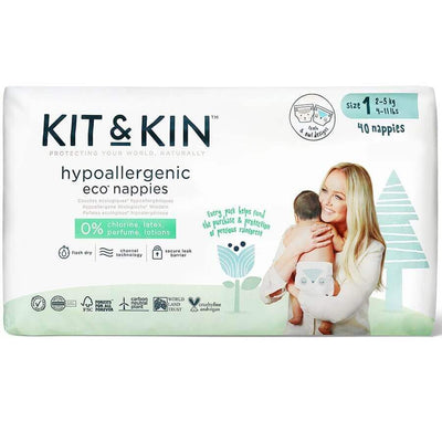 Kit and Kin Size 1 Nappies - 38 per pack Multi Pack: 1 disposable nappies size 1 Earthlets