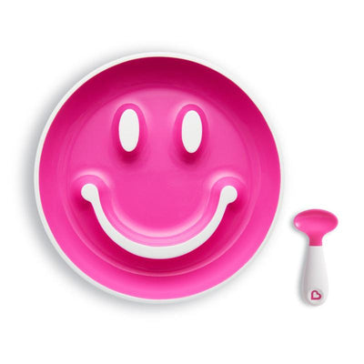 Munchkin Smile and Scoop Training Plate Colour: Pink feeding & accessories Earthlets