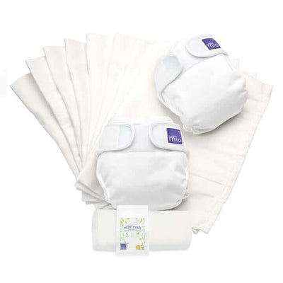 Bambino Mio Mioduo Reusable Nappy Set White Colour: White Size: Size 2 reusable nappies Earthlets