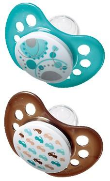 nip| Trendy Soothers Aqua/Brown 5-18 Months - 2 Pack | Earthlets.com |  | baby care soothers & dental care