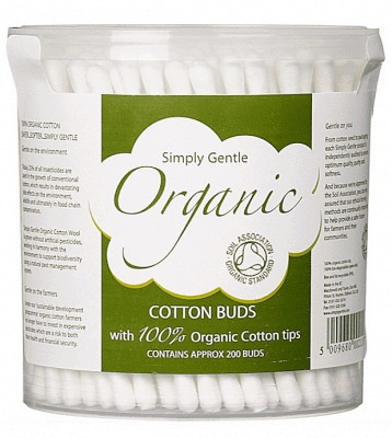 Simply Gentle Cotton Buds 100% Organic - 200 Pack toiletries & accessories Earthlets