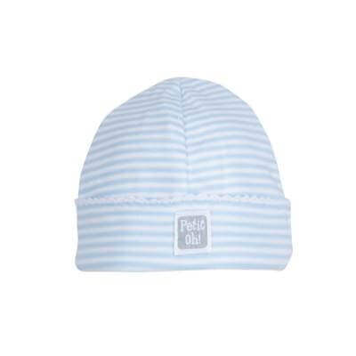 Petit Oh! Newborn Hat Colour: Blue Stripes Gender: unisex clothing Earthlets