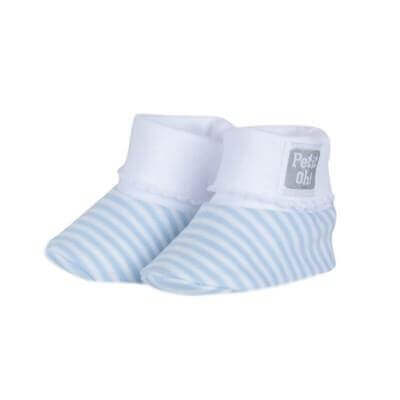 Petit Oh! Newborn Booties Colour: Blue Stripes Gender: unisex clothing Earthlets