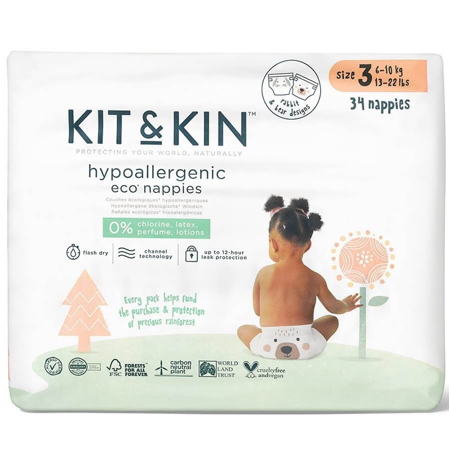 Kit and Kin Size 3 Maxi Eco Disposable Nappies - 32 pack Multi Pack: 1 disposable nappies size 3 Earthlets