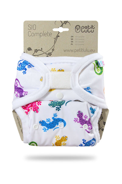 Petit Lulu Snap In One (SIO) Nappy with Velcro - One Size Colour: Geckos reusable nappies Earthlets