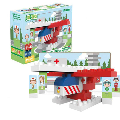 BioBuddi Environmentally Friendly Building blocks Rescue Helicopter age 1.5 to 6 years play educational toys Earthlets
