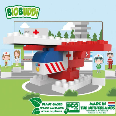 BioBuddi Environmentally Friendly Building blocks Rescue Helicopter age 1.5 to 6 years play educational toys Earthlets
