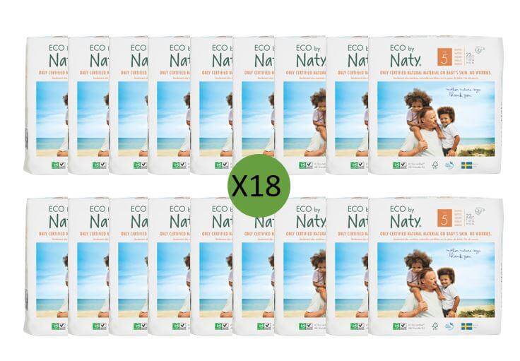 Naty Size 5 Nappies - 22 pack Multi Pack: 18 disposable nappies size 5 Earthlets