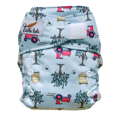 Tickle Tots All-In-Two Nappy Colour: Tractors reusable nappies Earthlets