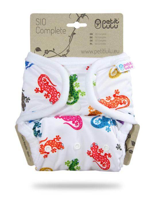 Petit Lulu Snap In One (SIO) Complete Nappy - One Size Colour: Geckos Size: One Size reusable nappies Earthlets